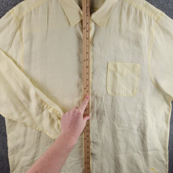 Tommy Bahama Men XXL Yellow Long Sleeve Button Up Shirt 100% Linen Embroidery - Picture 3 of 16